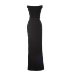 Gemy Maalouf Strapless Draped Black Crepe Dress