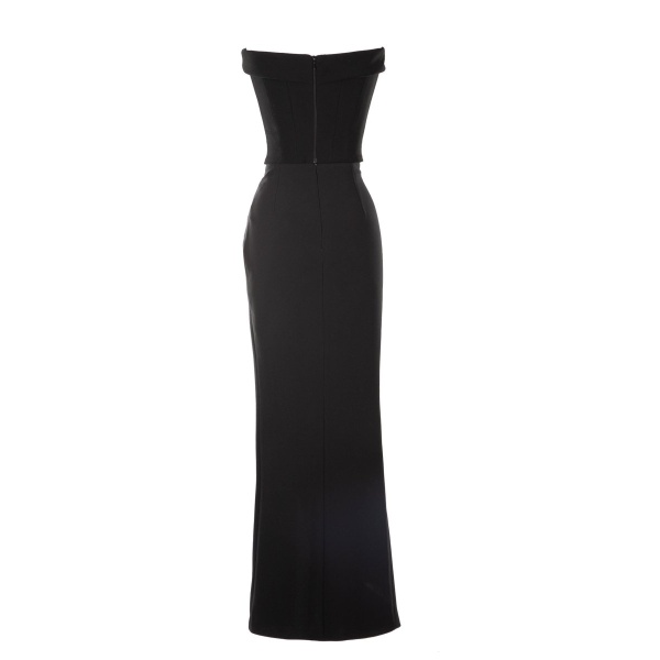 Gemy Maalouf Strapless Draped Black Crepe Dress