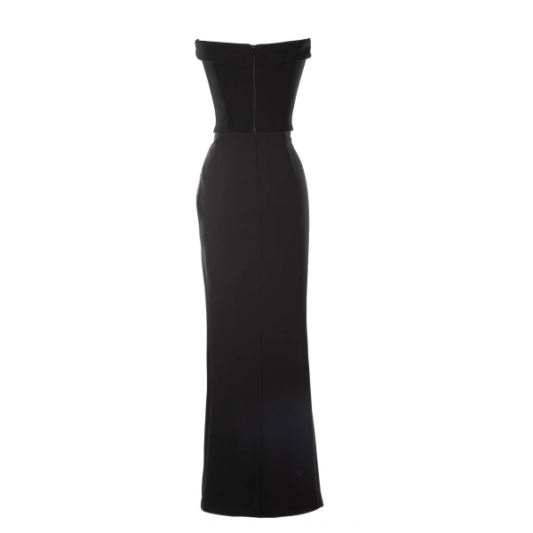Gemy Maalouf Strapless Draped Black Crepe Dress