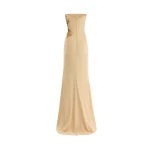 Gemy Maalouf Strapless Draped Dress with Beaded Floral Detail