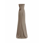 Gemy Maalouf Strapless Draped Dress with Beaded Floral Detail