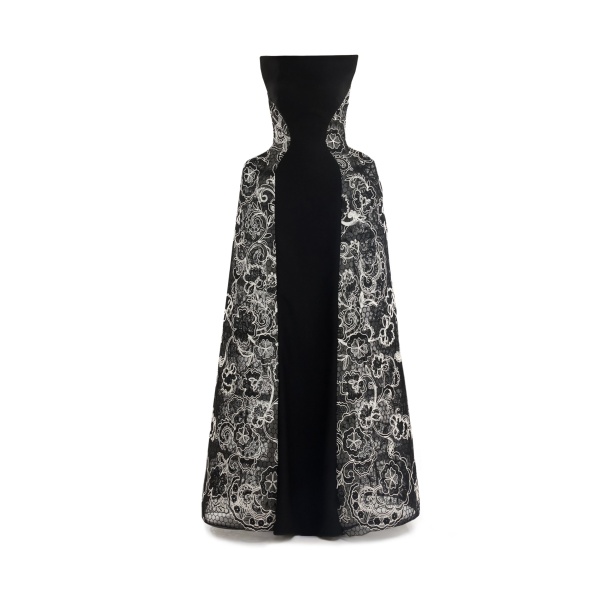 Gemy Maalouf Strapless Embroidered Lace Gown