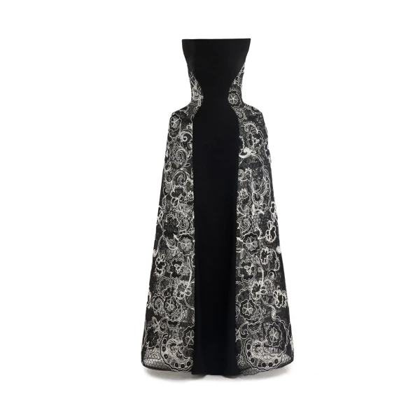 Gemy Maalouf Strapless Embroidered Lace Gown