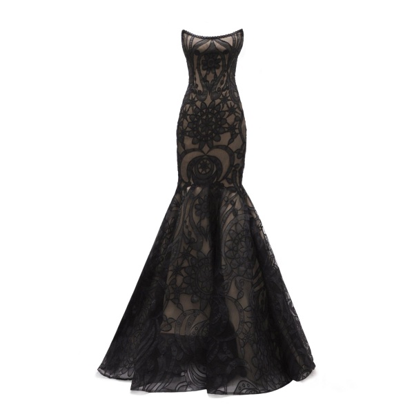 Gemy Maalouf Strapless Mermaid-Cut Lace Dress