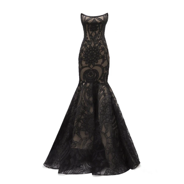 Gemy Maalouf Strapless Mermaid-Cut Lace Dress