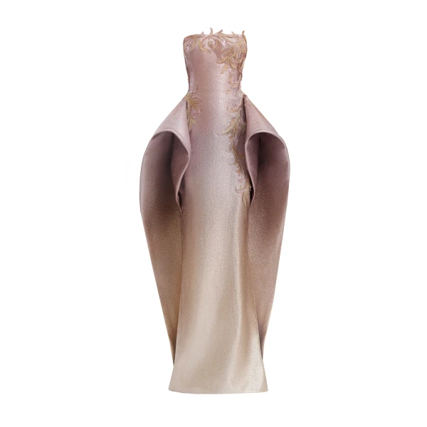 Gemy Maalouf Strapless Ombré Embroidered Gown