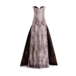 Gemy Maalouf Strapless Sculpted Neck Printed Dress
