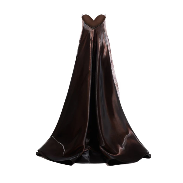 Gemy Maalouf Strapless Sculpted Neck Printed Dress