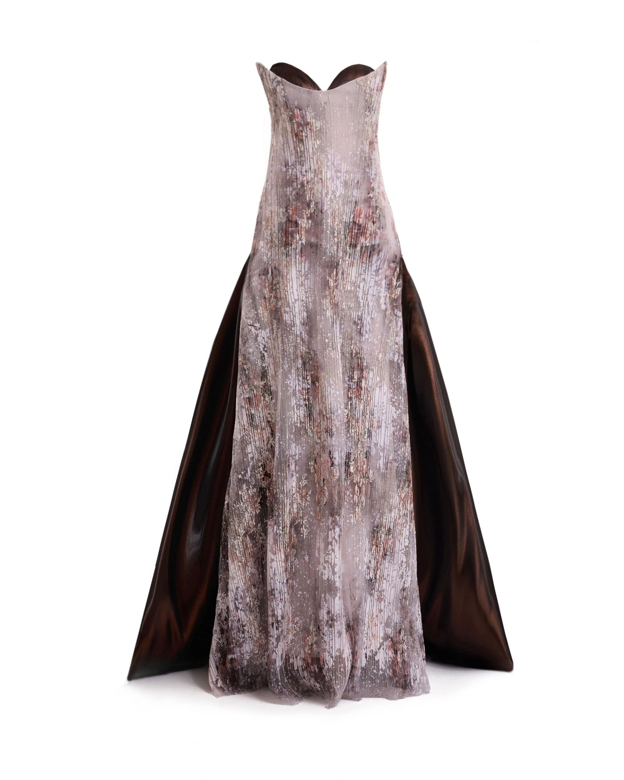 Gemy Maalouf Strapless Sculpted Neck Printed Dress Gemy Maalouf Strapless Sculpted Neck Printed Dress