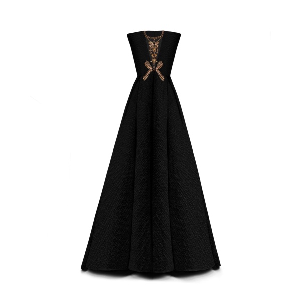Gemy Maalouf Structured Shoulder Black Dress