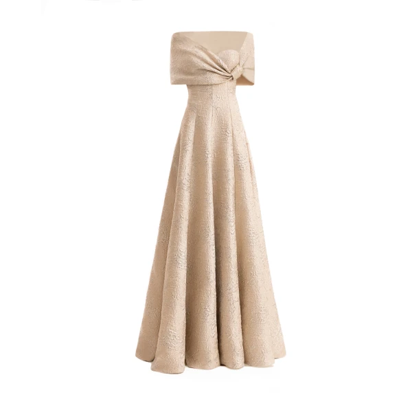 Gemy Maalouf Sweetheart Off-Shoulder Jacquard Dress