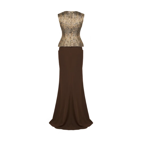 Gemy Maalouf Textured Bodice Draped Dress