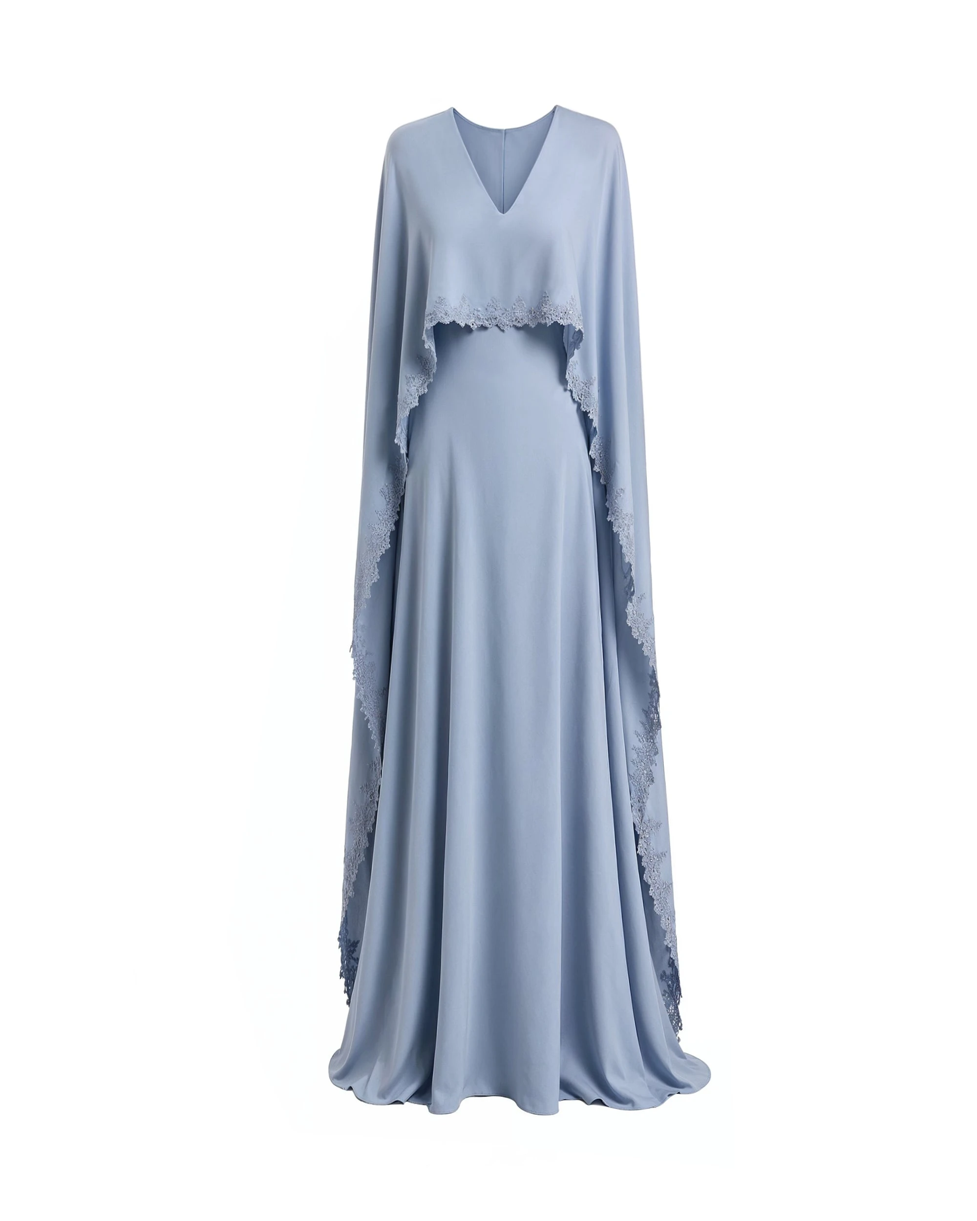 Gemy Maalouf V-Neck Dress with Embroidered Cape Gemy Maalouf V-Neck Dress with Embroidered Cape