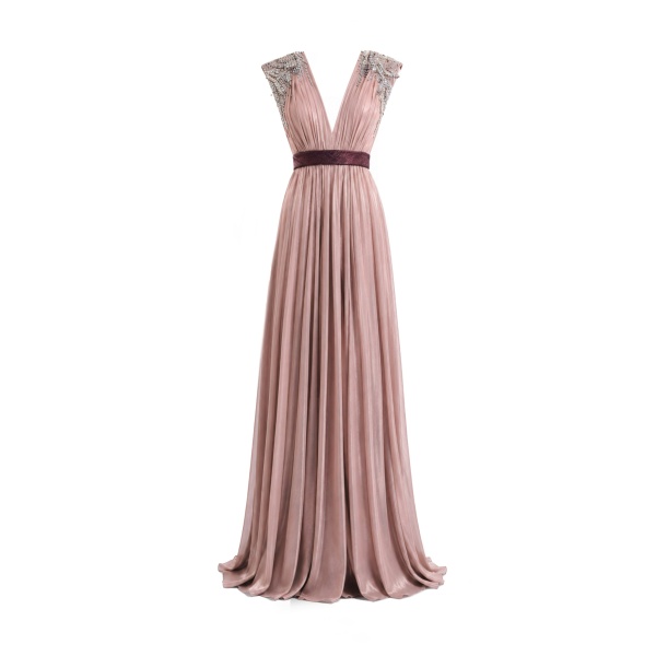 Gemy Maalouf V-Neck Pleated Dress