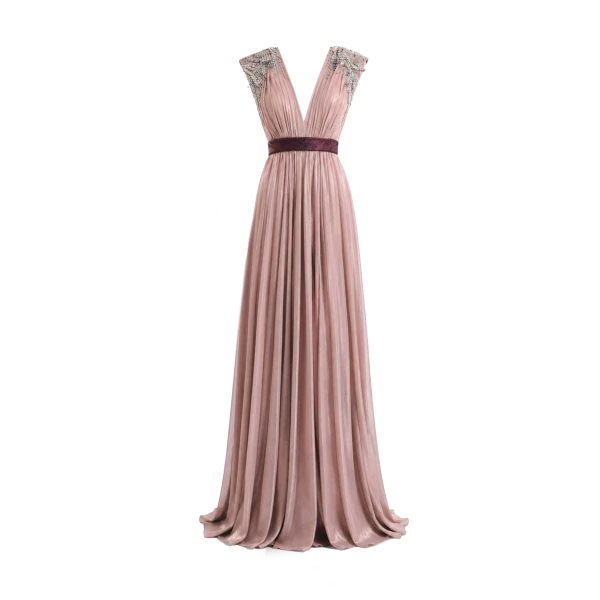 Gemy Maalouf V-Neck Pleated Dress
