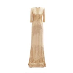 Gemy Maalouf V-Neck Three-Quarter Sleeve Dress