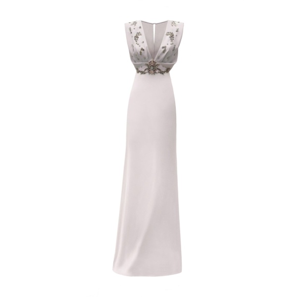 Gemy Maalouf V-Neckline Crepe Long Dress