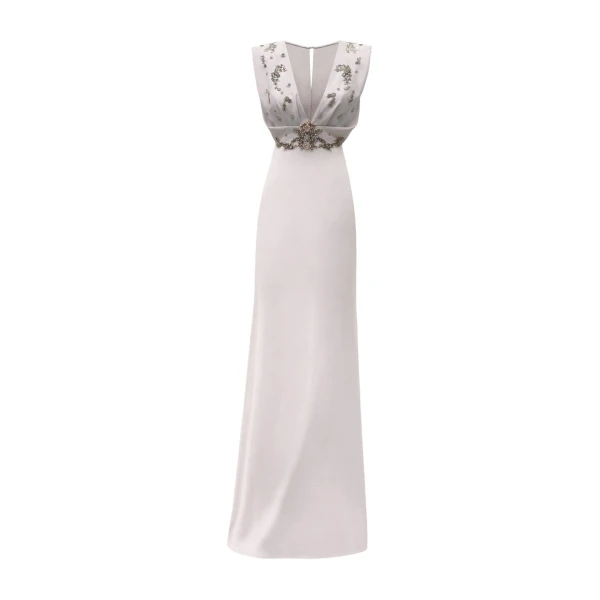 Gemy Maalouf V-Neckline Crepe Long Dress
