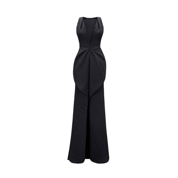Gemy Maalouf V-Neckline Dress with Draped Waistline