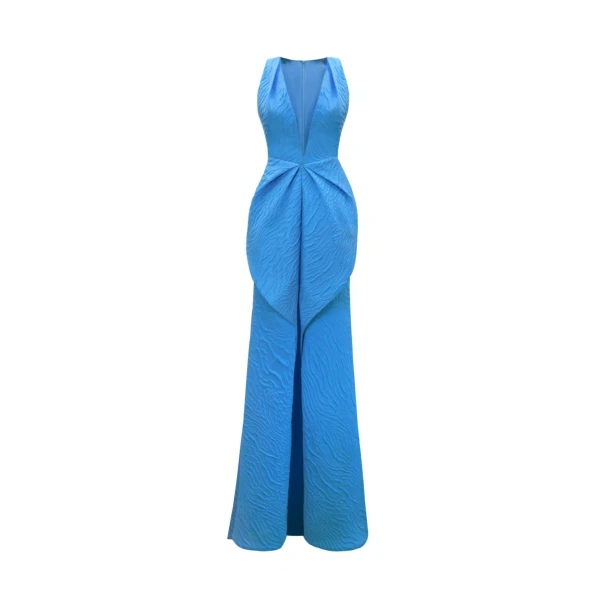 Gemy Maalouf V-Neckline Dress with Draped Waistline
