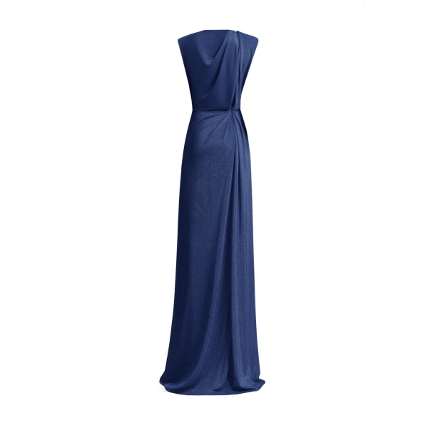 V-neckline Dress With Waist Drapings
