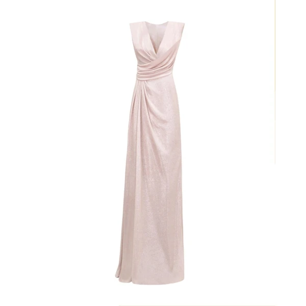 Gemy Maalouf V-neckline Dress With Waist Drapings
