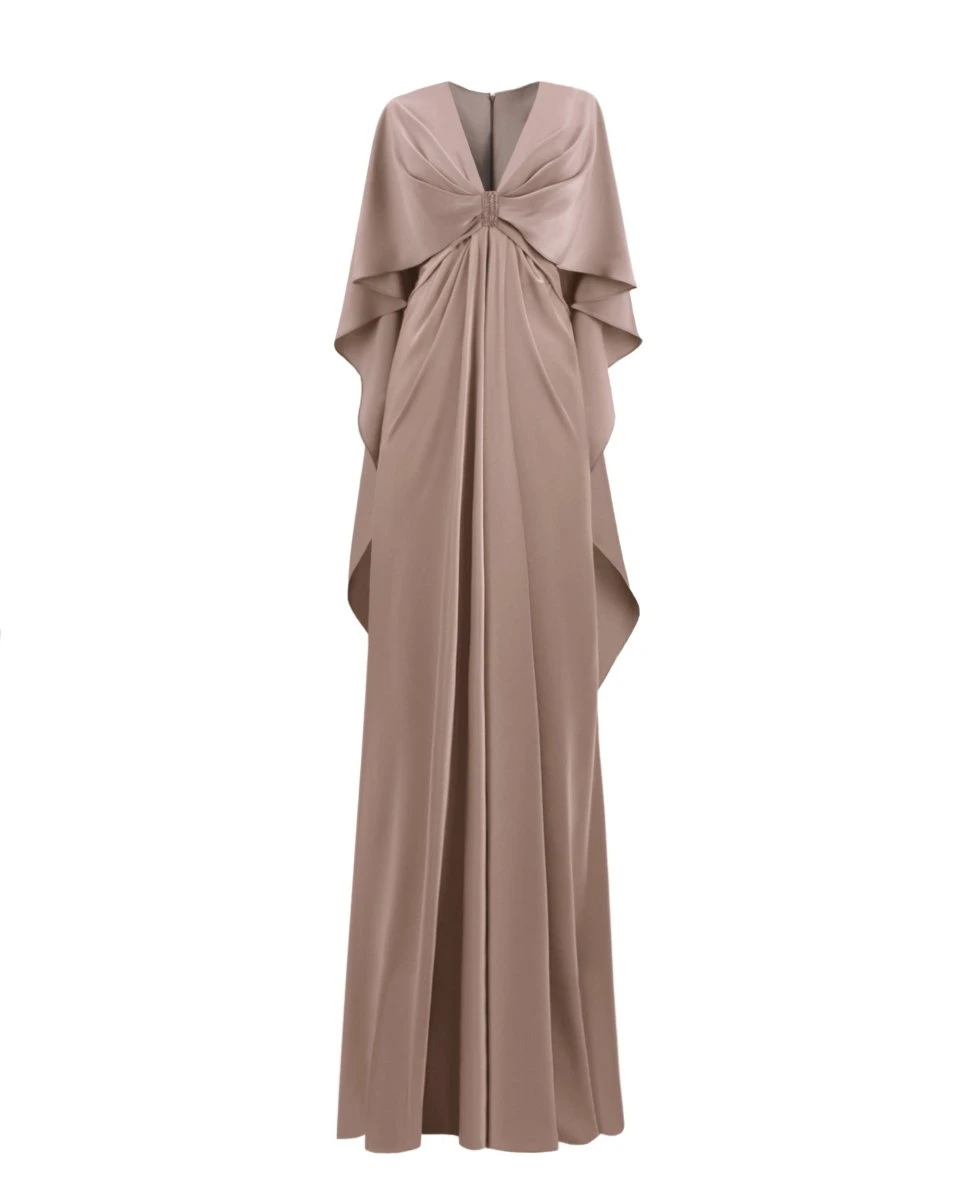 Gemy Maalouf V-neckline Taupe Dress Gemy Maalouf V-neckline Taupe Dress