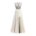 Gemy Maalouf Wide Shoulders V-neckline Dress