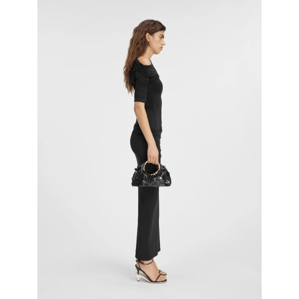 black the drapeado dress