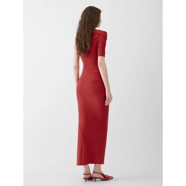 dark red the drapeado dress