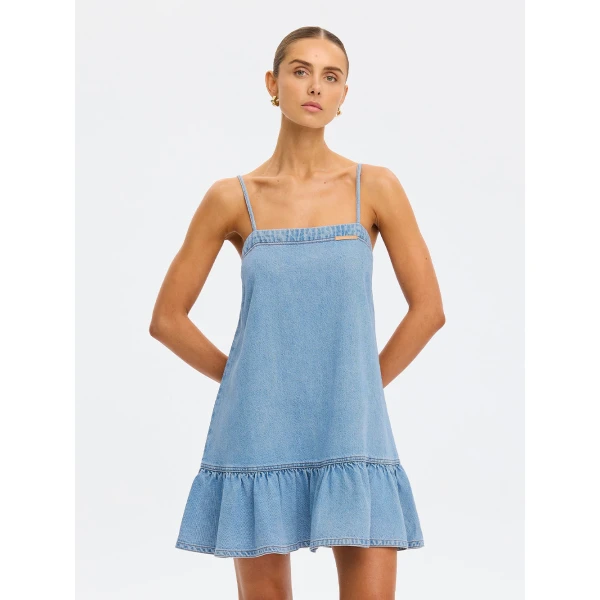 Emilie Denim Strappy Mini Dress