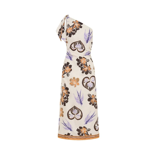 Marit Midi Dress in Cream Tan