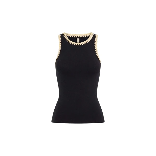 Tallulah Spliced Tank in Black Cream