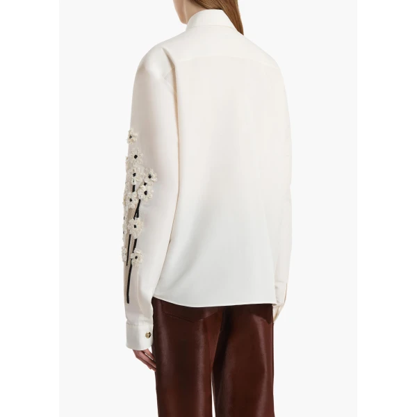 Natural with Floral Embroidery top