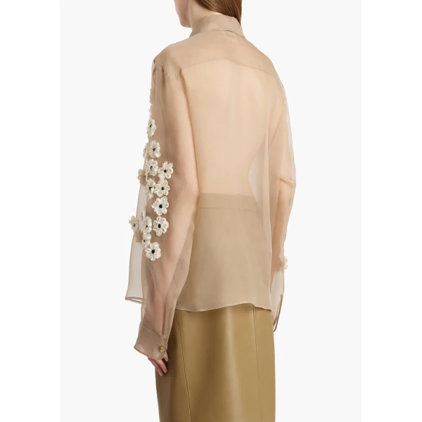 Tea Stain with Floral Embroidery top