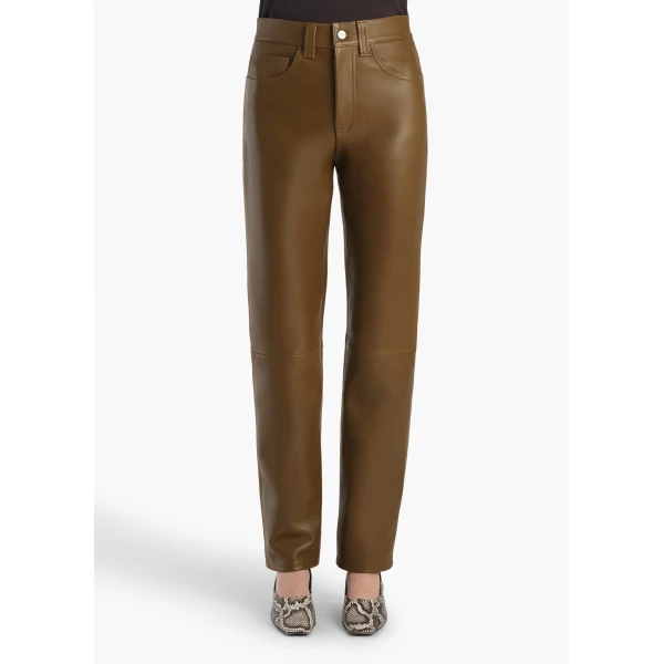 Callum Pant in Dark Olive Leather