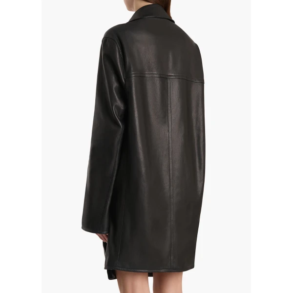 Harmon Coat in Black Washed Leather