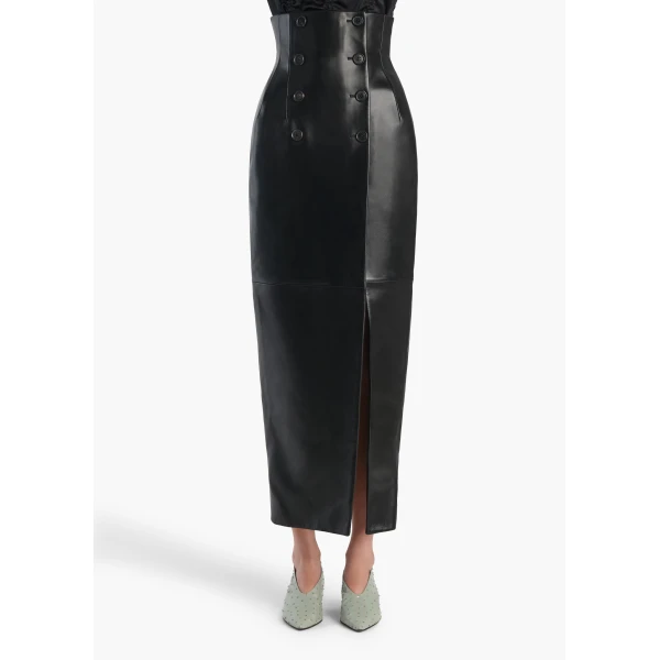 Luiza Skirt in Black Leather