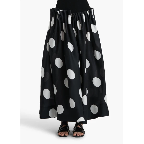 Riley Skirt in Black with White Dots