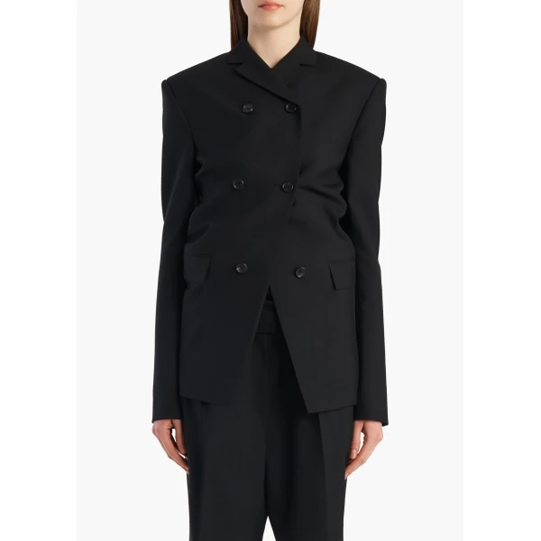 Rolo Jacket in Black Wool Silk