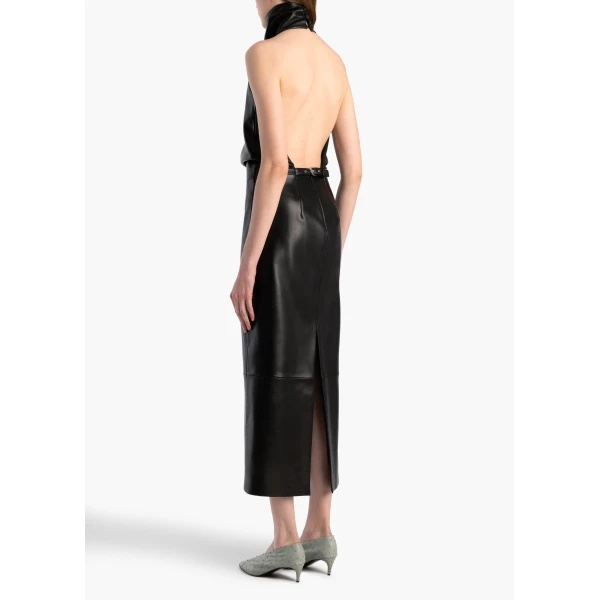 Roxanne Dress in Black Leather