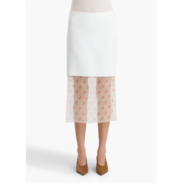 Sybil Skirt in Chalk with Ditsy Rose Print