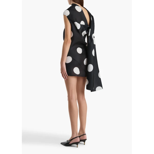 Tatia Dress in Black with White Large Dots