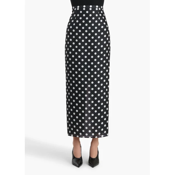 Winton Skirt in Black with White Dots