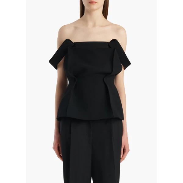 Yasmina Top in Black Crepe
