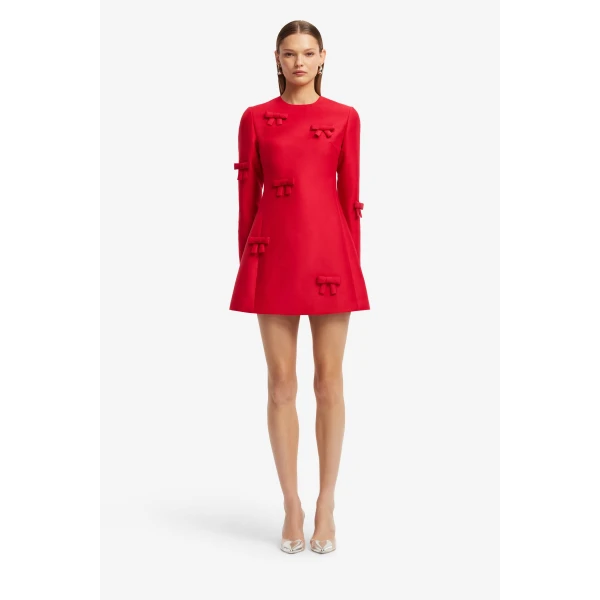 Aliza Bow Long Sleeve Mini Dress