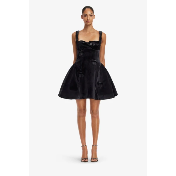 Ariel Velvet Bow Mini Dress