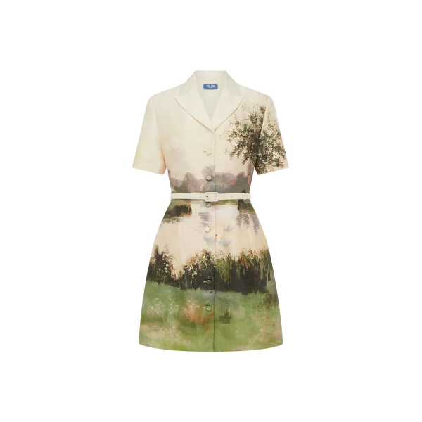 Brigitte Mini Dress in Serene Print