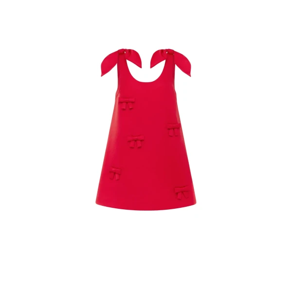 Leo Lin Harper Bow Mini Dress in Vermilion
