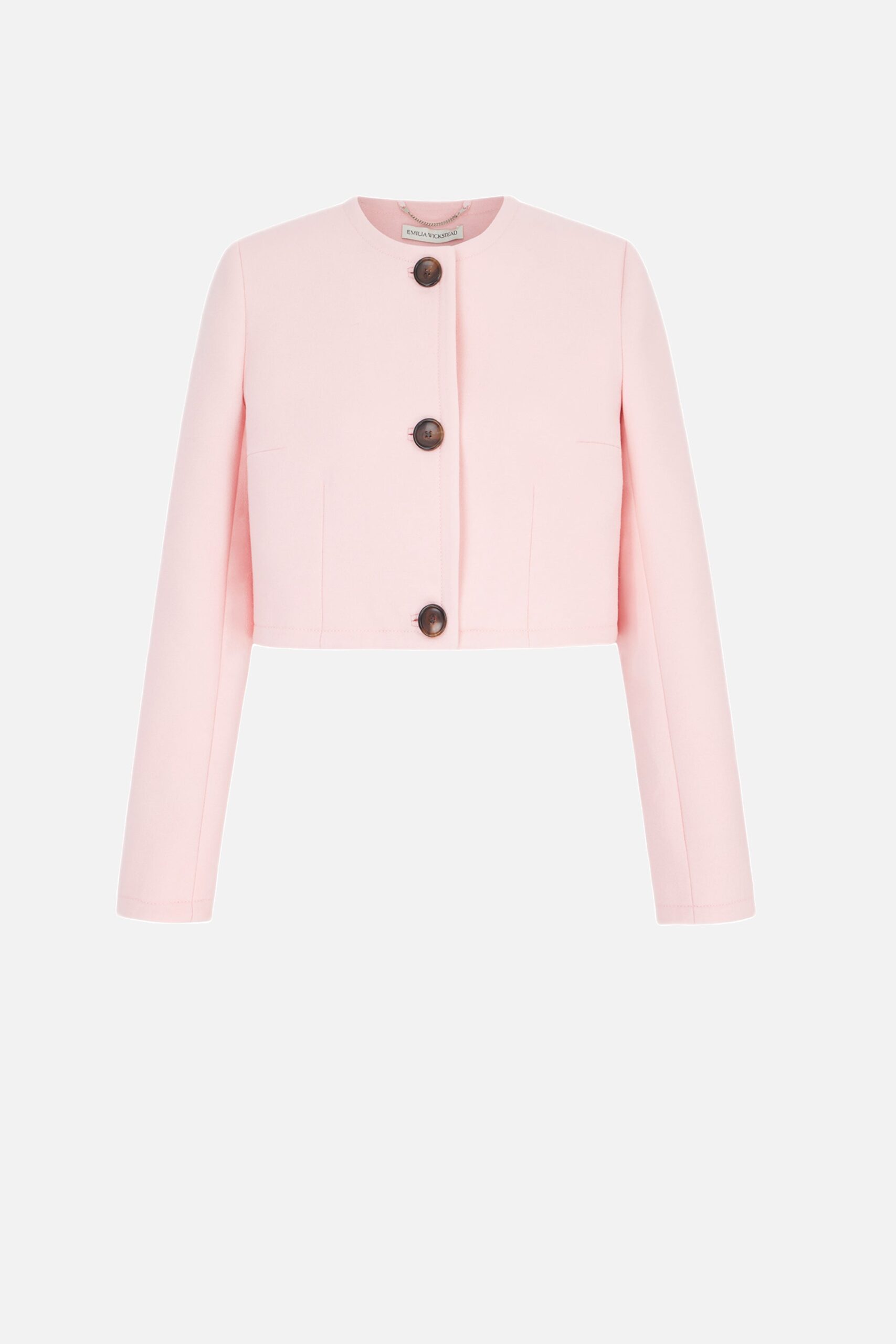 Emilia Wickstead Lizette Jacket in Light Pink Single Wool Crepe